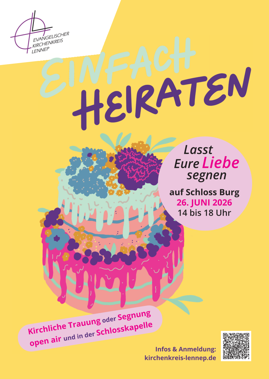 Plakat mit Infos zur Aktion einfach heiraten im Kirchenkreis Lennep